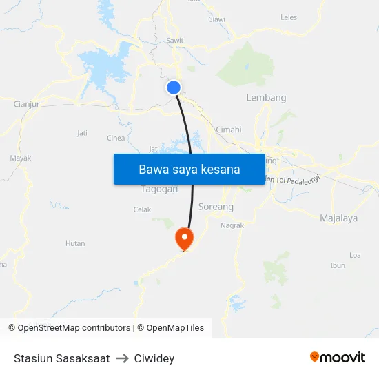 Stasiun Sasaksaat to Ciwidey map