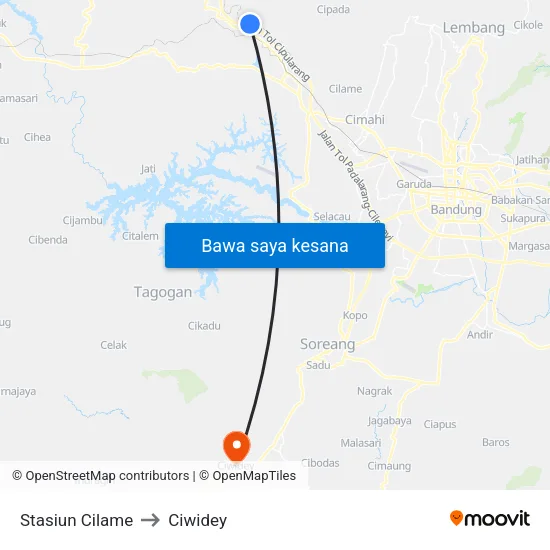 Stasiun Cilame to Ciwidey map