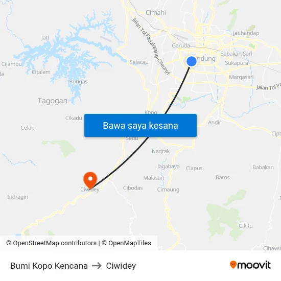 Bumi Kopo Kencana to Ciwidey map