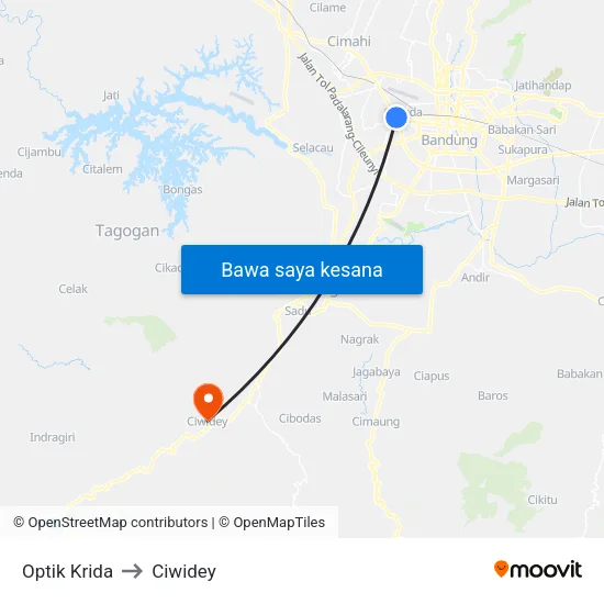 Optik Krida to Ciwidey map