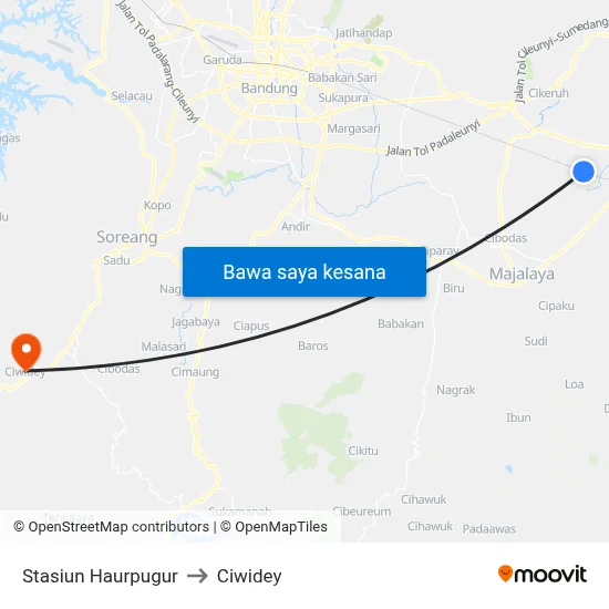 Stasiun Haurpugur to Ciwidey map