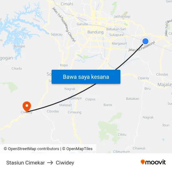 Stasiun Cimekar to Ciwidey map