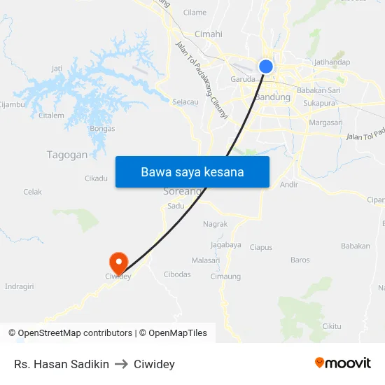 Rs. Hasan Sadikin to Ciwidey map