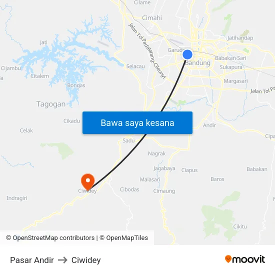 Pasar Andir to Ciwidey map