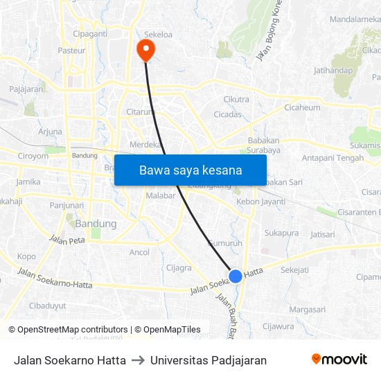 Jalan Soekarno Hatta to Universitas Padjajaran map