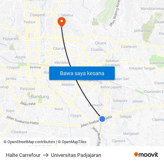 Halte Carrefour to Universitas Padjajaran map