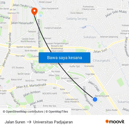 Jalan Suren to Universitas Padjajaran map