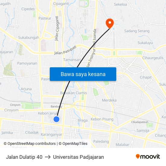 Jalan Dulatip 40 to Universitas Padjajaran map