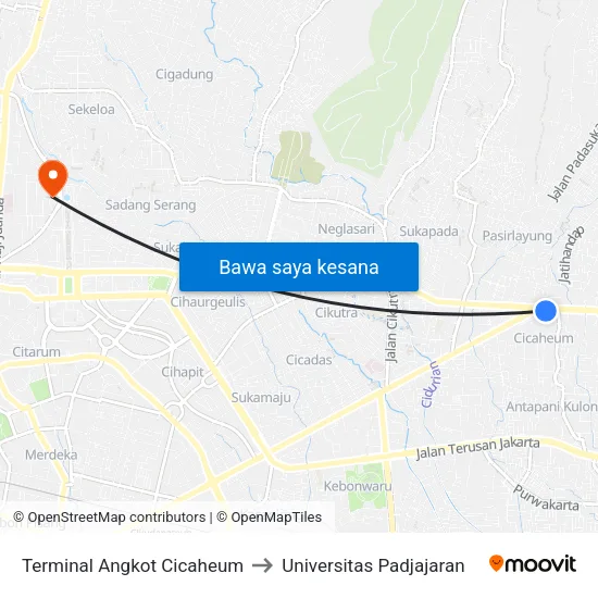 Terminal Angkot Cicaheum to Universitas Padjajaran map