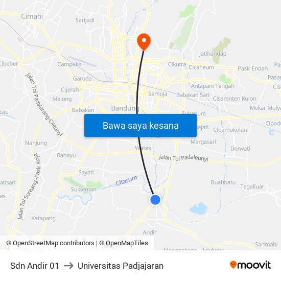 Sdn Andir 01 to Universitas Padjajaran map