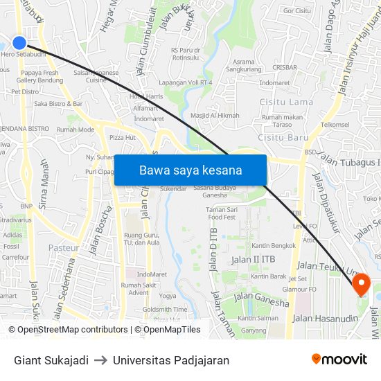 Giant Sukajadi to Universitas Padjajaran map