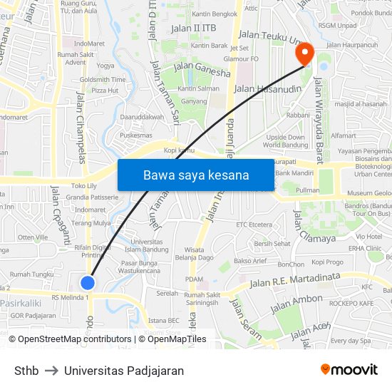 Sthb to Universitas Padjajaran map