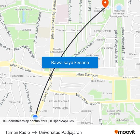 Taman Radio to Universitas Padjajaran map
