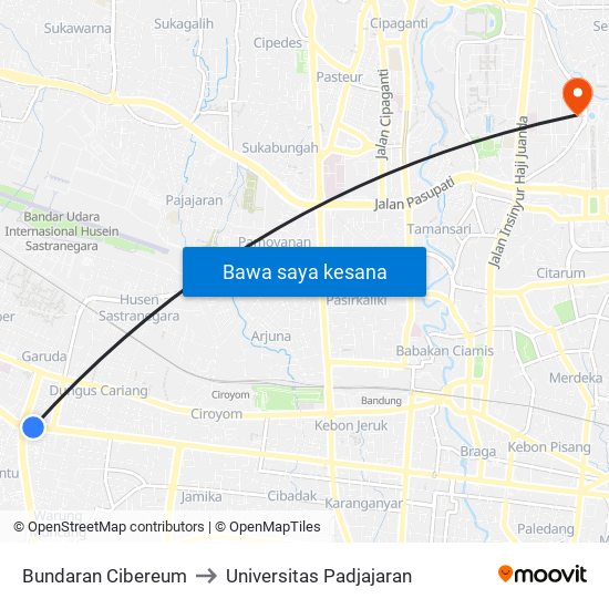 Bundaran Cibereum to Universitas Padjajaran map