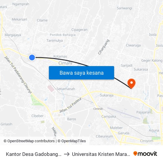 Kantor Desa Gadobangkong to Universitas Kristen Maranatha map