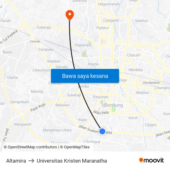 Altamira to Universitas Kristen Maranatha map