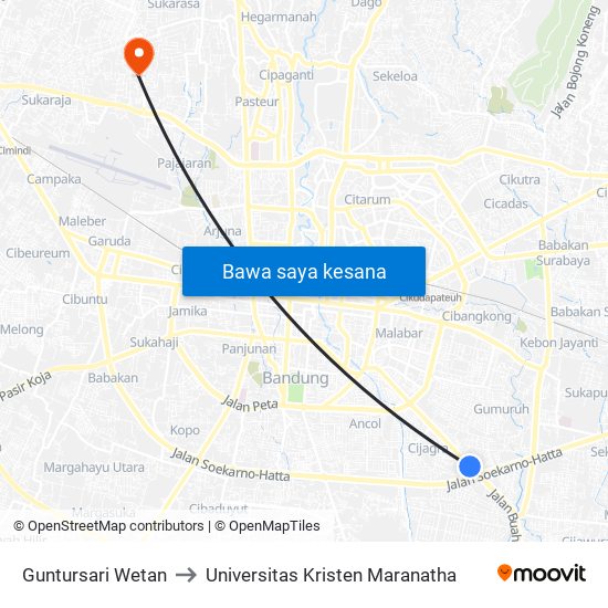 Guntursari Wetan to Universitas Kristen Maranatha map