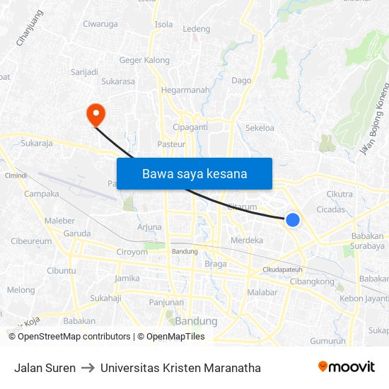 Jalan Suren to Universitas Kristen Maranatha map