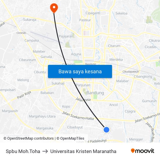 Spbu Moh.Toha to Universitas Kristen Maranatha map