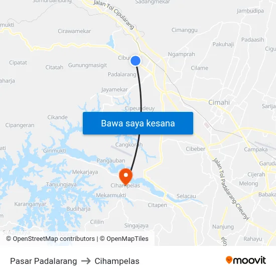 Pasar Padalarang to Cihampelas map