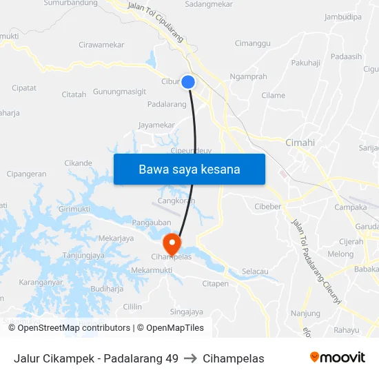 Jalur Cikampek - Padalarang 49 to Cihampelas map