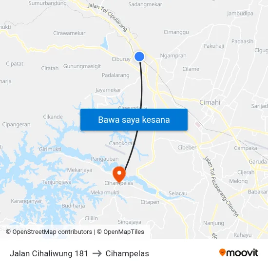Jalan Cihaliwung 181 to Cihampelas map