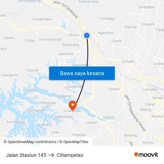 Jalan Stasiun 145 to Cihampelas map