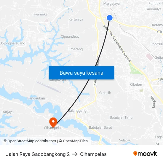 Jalan Raya Gadobangkong 2 to Cihampelas map