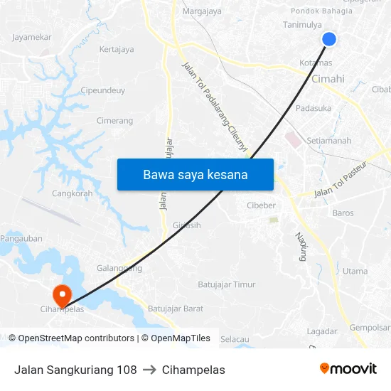 Jalan Sangkuriang 108 to Cihampelas map