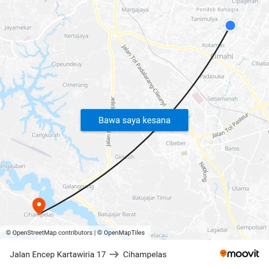 Jalan Encep Kartawiria 17 to Cihampelas map