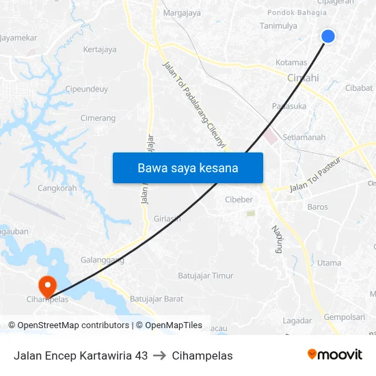 Jalan Encep Kartawiria 43 to Cihampelas map