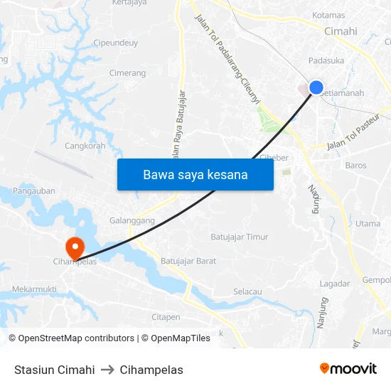 Stasiun Cimahi to Cihampelas map