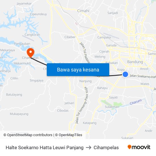 Halte Soekarno Hatta Leuwi Panjang to Cihampelas map