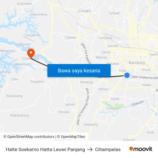 Halte Soekarno Hatta Leuwi Panjang to Cihampelas map