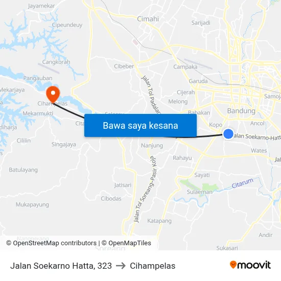 Jalan Soekarno Hatta, 323 to Cihampelas map
