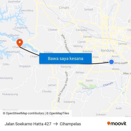 Jalan Soekarno Hatta 427 to Cihampelas map