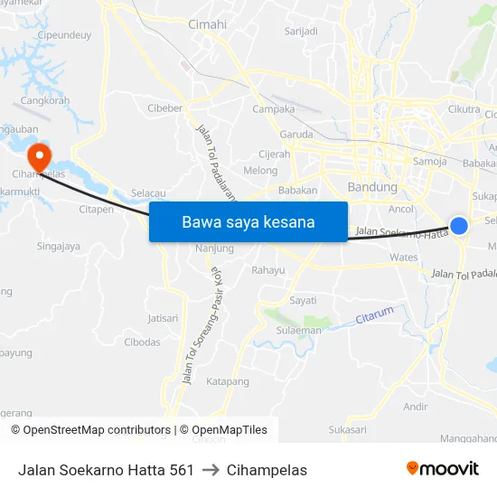 Jalan Soekarno Hatta 561 to Cihampelas map