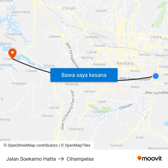 Jalan Soekarno Hatta to Cihampelas map