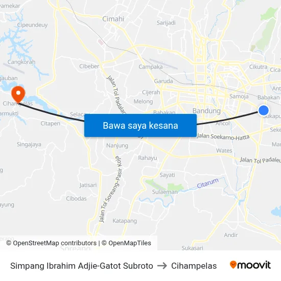 Simpang Ibrahim Adjie-Gatot Subroto to Cihampelas map