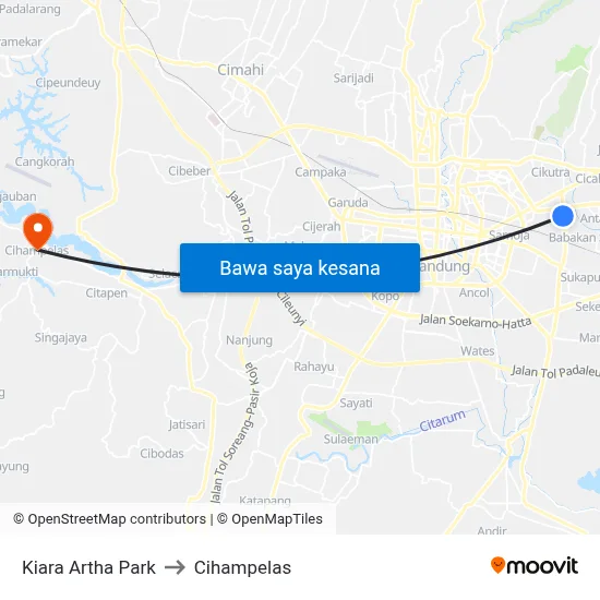 Kiara Artha Park to Cihampelas map