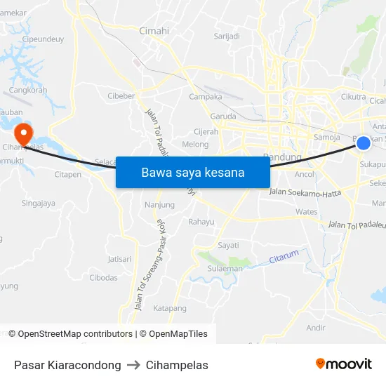 Pasar Kiaracondong to Cihampelas map