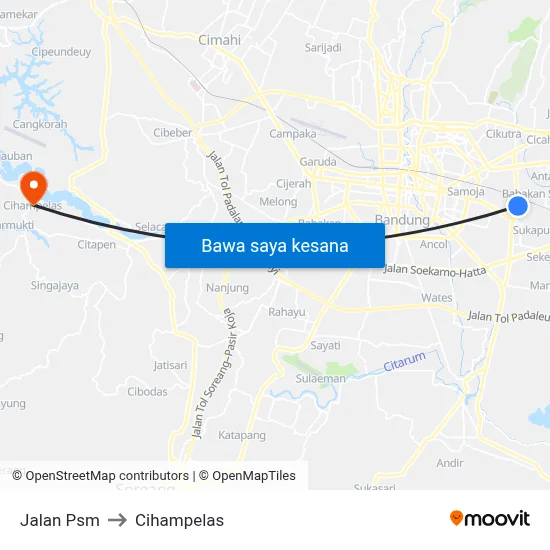 Jalan Psm to Cihampelas map