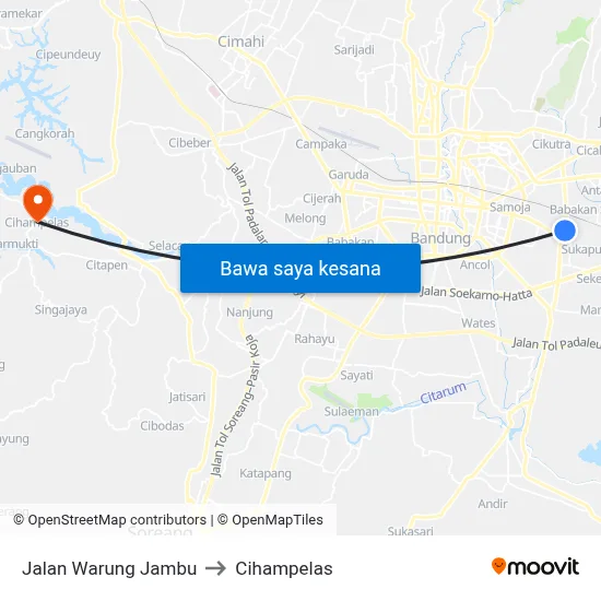 Jalan Warung Jambu to Cihampelas map