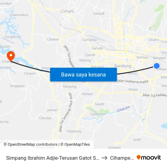 Simpang Ibrahim Adjie-Terusan Gatot Subroto to Cihampelas map
