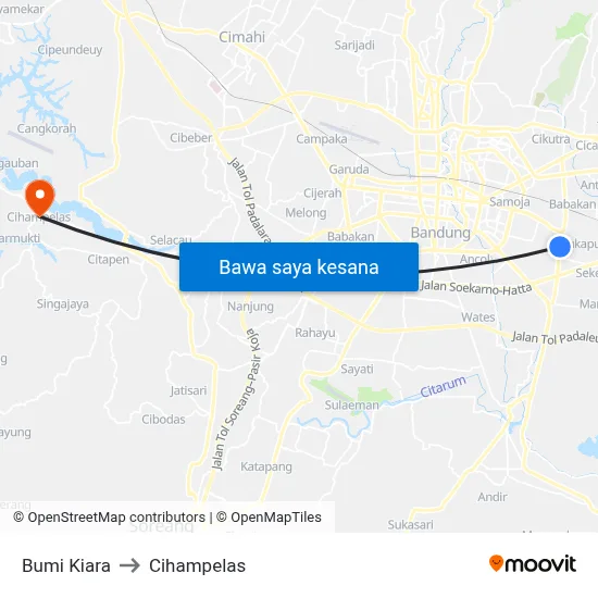 Bumi Kiara to Cihampelas map