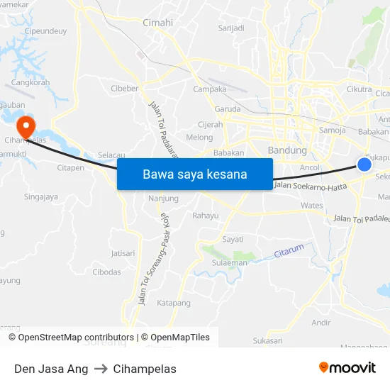 Den Jasa Ang to Cihampelas map