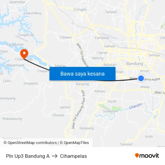 Pln Up3 Bandung A to Cihampelas map