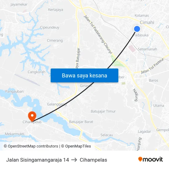 Jalan Sisingamangaraja 14 to Cihampelas map