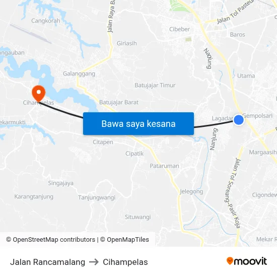 Jalan Rancamalang to Cihampelas map