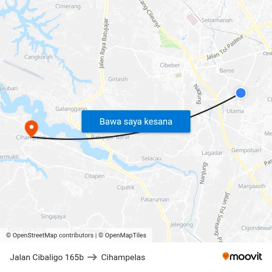 Jalan Cibaligo 165b to Cihampelas map